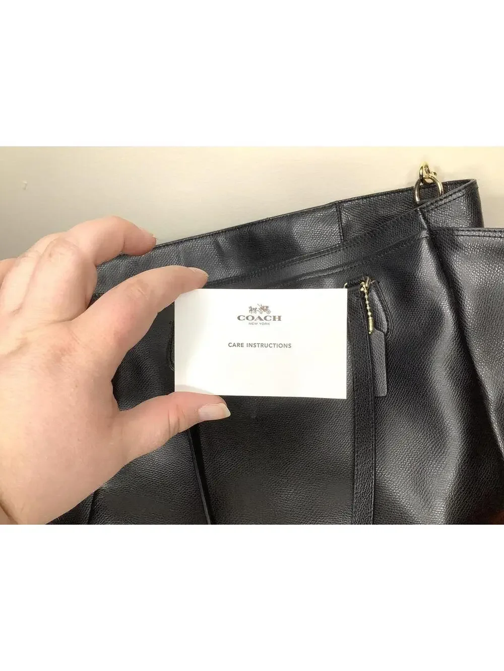 < Coach Black Leather Large Diaper Tote Bag > - Picture 11 of 13